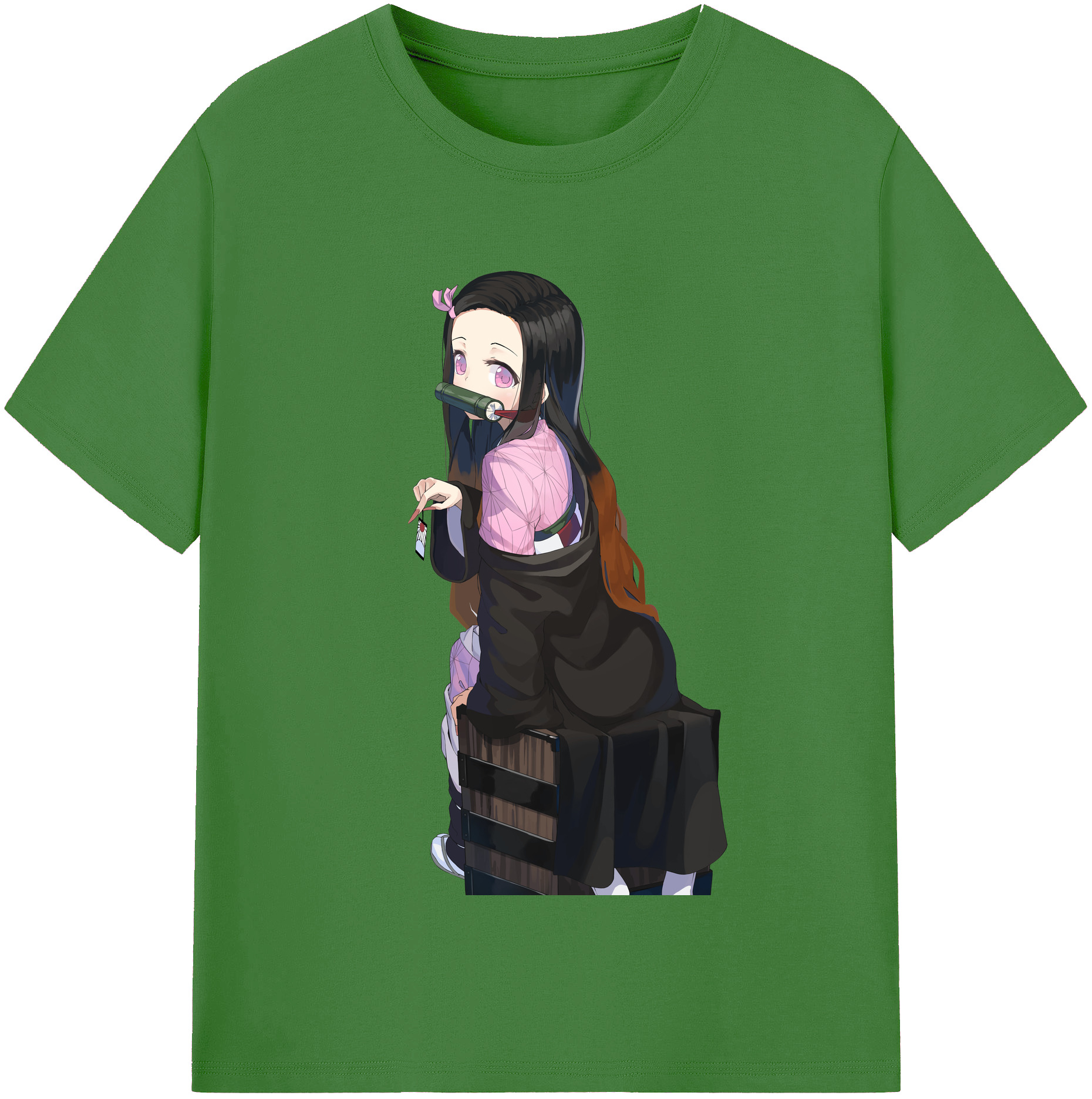 （画像用） 鬼滅の刃（きめつのやいば）竈門 禰󠄀豆子／かまど ねずこ Kamado Nezuko レディースカジュアルプリントTシャツ（綿100％）